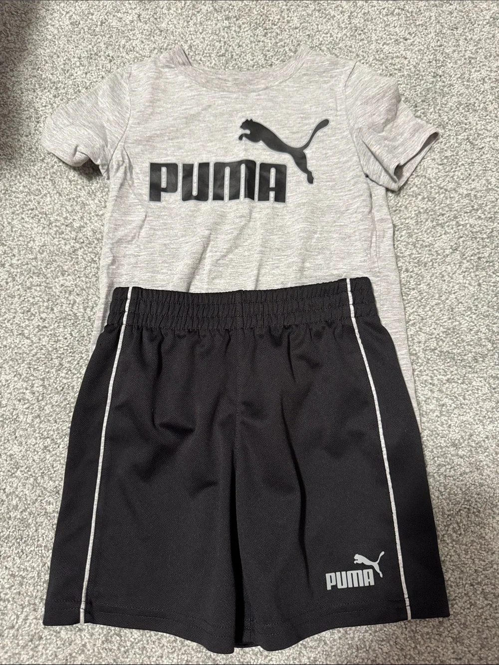 Puma Black Kids Athletic Shorts with White Piping